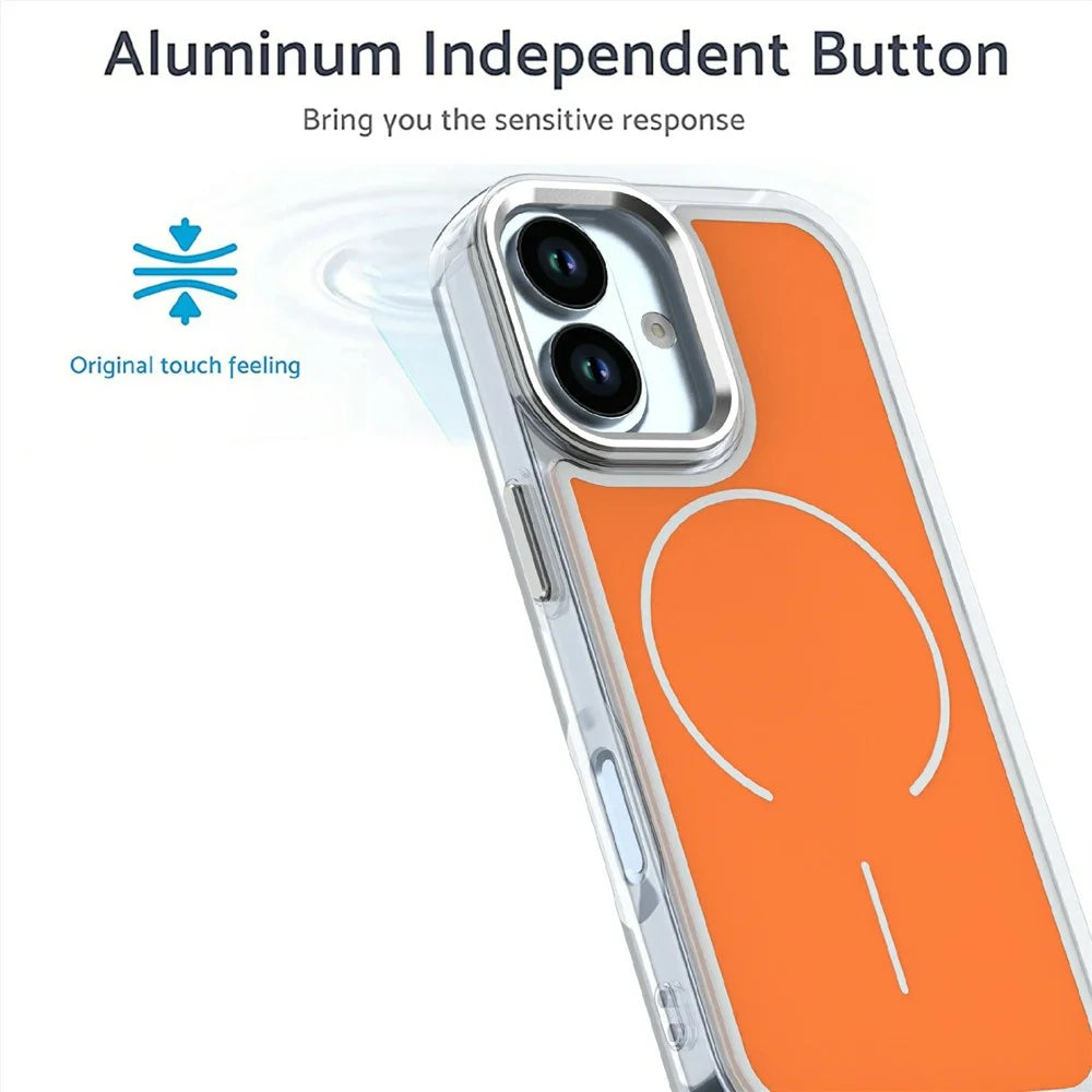 For iPhone 17 Case Compatible with MagSafe Electroplated Acrylic TPU Phone Back Cover - Orange - 2