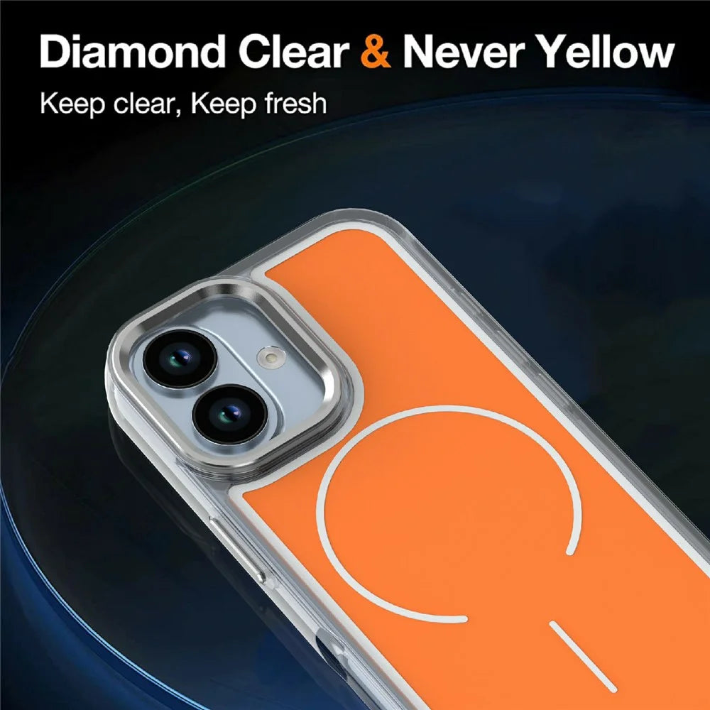 For iPhone 17 Case Compatible with MagSafe Electroplated Acrylic TPU Phone Back Cover - Orange - 5