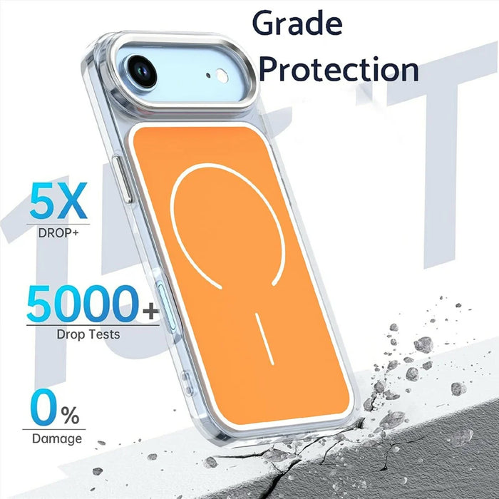 For iPhone Air Case Compatible with MagSafe Electroplated Acrylic TPU Phone Back Cover - Orange - 3