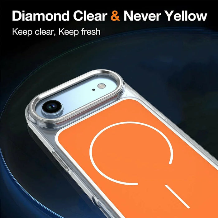 For iPhone Air Case Compatible with MagSafe Electroplated Acrylic TPU Phone Back Cover - Orange - 5