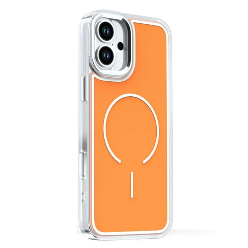 For iPhone 16 Case Compatible with MagSafe Electroplated Acrylic TPU Phone Back Cover - Orange - 1