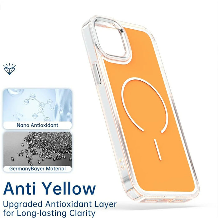 For iPhone 15 Case Compatible with MagSafe Electroplated Acrylic TPU Phone Back Cover - Orange - 5