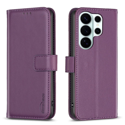 BINFEN COLOR For Samsung Galaxy S26 Ultra Phone Case  BF17 Wallet Folio Flip Leather Cover - Dark Purple - 1