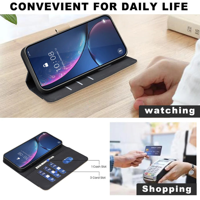 BINFEN COLOR For Samsung Galaxy S26 Ultra Leather Case  BF36 Floral Pattern Phone Cover RFID Blocking Wallet Stand - Black - 6