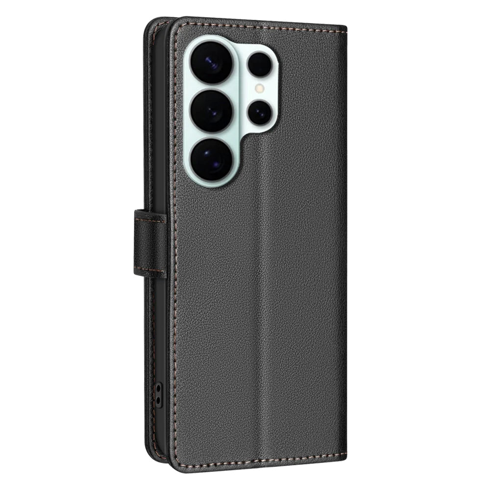 BINFEN COLOR For Samsung Galaxy S26 Ultra Leather Case  BF32 Wallet RFID Blocking Phone Cover - Black - 3