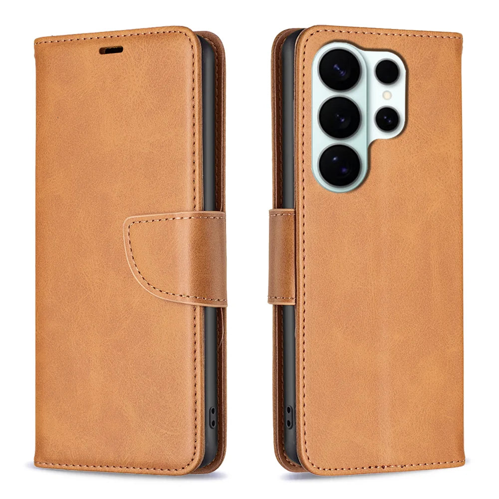 For Samsung Galaxy S26 Ultra Case Shockproof PU Leather Cover with Wallet Card Slots - Yellow - 1