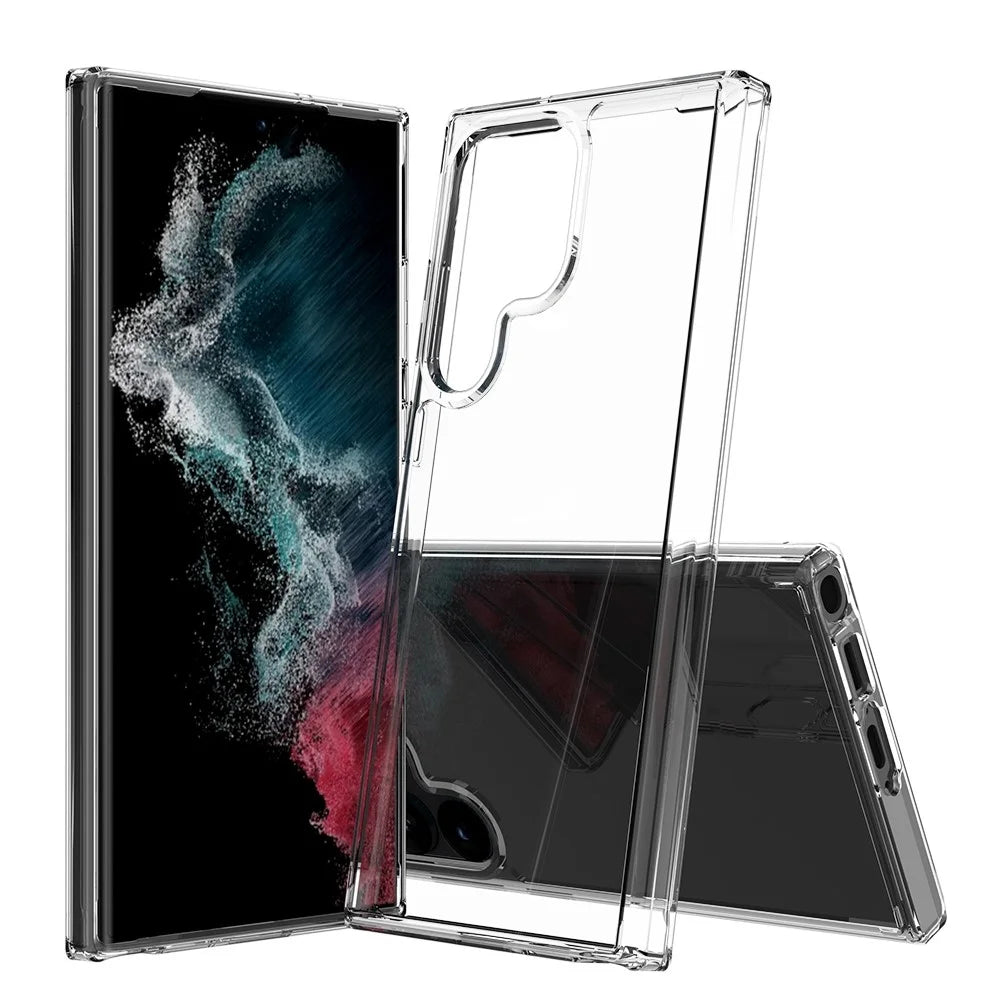 For Samsung Galaxy S23 Ultra Shockproof Acrylic + TPU Cellphone Case Anti-yellowing Clear Phone Cover - Transparent - 1