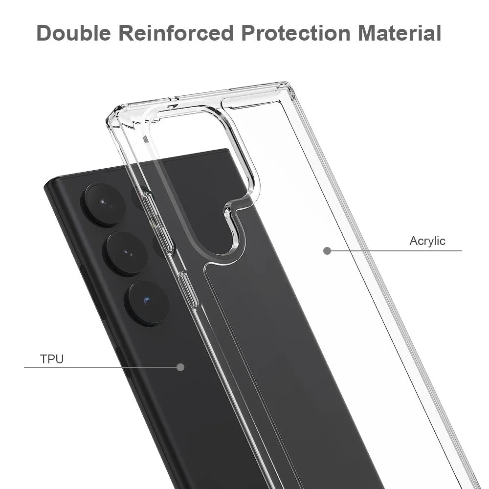 For Samsung Galaxy S23 Ultra Shockproof Acrylic + TPU Cellphone Case Anti-yellowing Clear Phone Cover - Transparent - 3