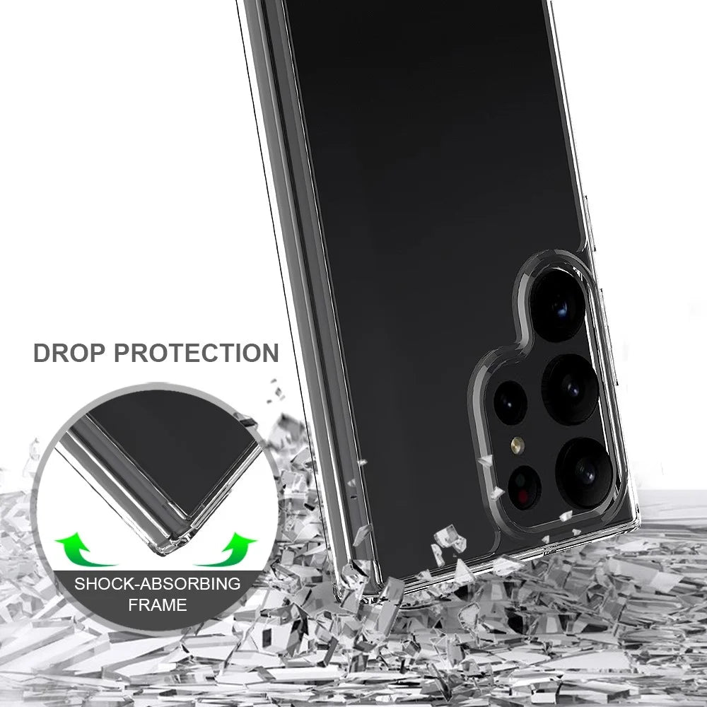 For Samsung Galaxy S23 Ultra Shockproof Acrylic + TPU Cellphone Case Anti-yellowing Clear Phone Cover - Transparent - 5