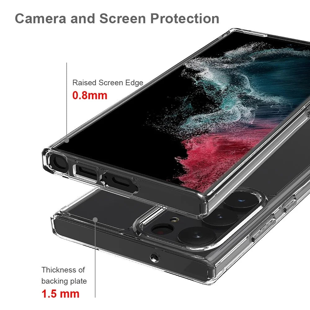 For Samsung Galaxy S23 Ultra Shockproof Acrylic + TPU Cellphone Case Anti-yellowing Clear Phone Cover - Transparent - 6