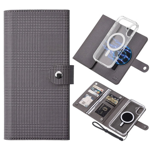 VILI GHA Series For iPhone 17 Magnetic Case Detachable RFID Blocking Leather Phone Cover - Grey - 1