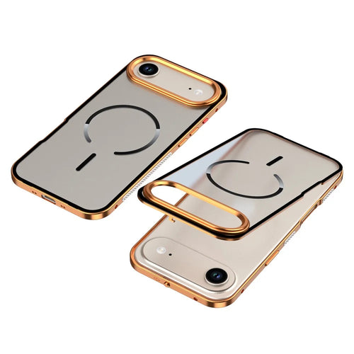 For iPhone Air Case Compatible with MagSafe Aluminium Alloy PC Matte Phone Cover Pop-Up Snap Lock - Orange - 1
