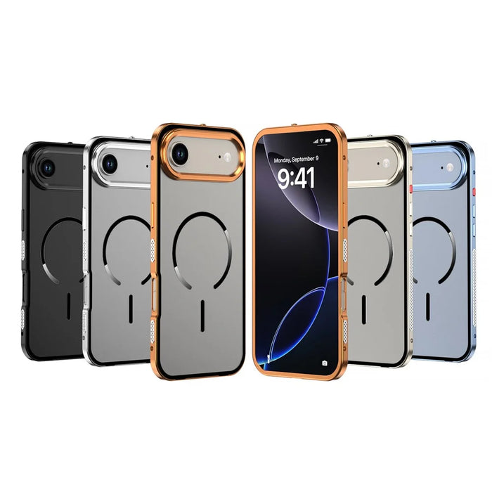 For iPhone Air Case Compatible with MagSafe Aluminium Alloy PC Matte Phone Cover Pop-Up Snap Lock - Orange - 2