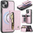 JEEHOOD For iPhone 15 Plus / iPhone 14 Plus Case  J12 Magnetic  Detachable Zipper Wallet Kickstand Leather Back Cover Compatible with MagSafe - Pink - 1