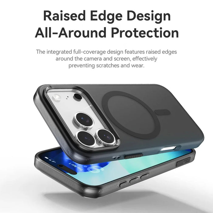 ROCK For iPhone 17 Pro Max Case Compatible with MagSafe Metal Lens Frame TPU + PC Matte Phone Cover - Black - 2