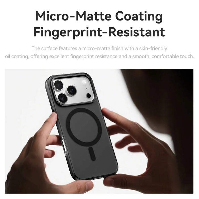 ROCK For iPhone 17 Pro Case Compatible with MagSafe Metal Lens Frame TPU + PC Matte Phone Cover - Black - 3