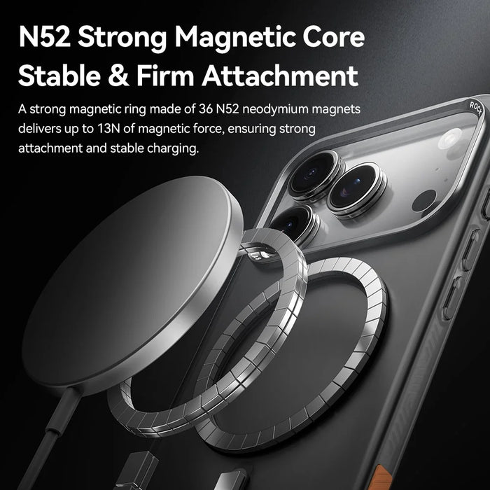 ROCK For iPhone 17 Pro Case Compatible with MagSafe Metal Lens Frame TPU + PC Matte Phone Cover - Black - 5