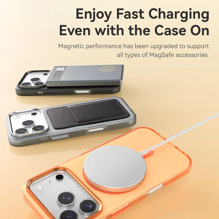 ROCK For iPhone 17 Pro Case Compatible with MagSafe Metal Lens Frame TPU + PC Matte Phone Cover - Black - 6