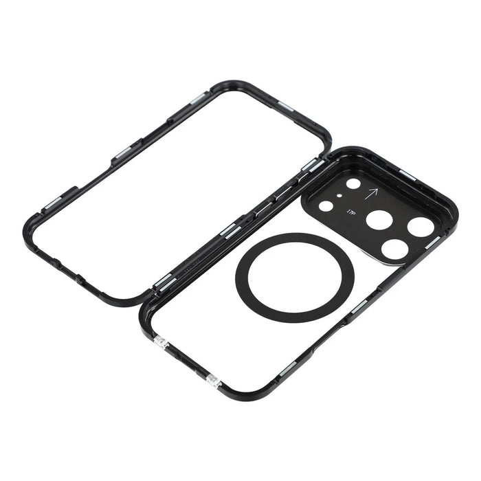 For iPhone 17 Pro Max Case Double Sides Tempered Glass Phone Cover Compatible with MagSafe Full Protector - Black - 7