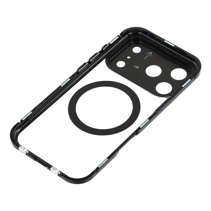 For iPhone 17 Pro Case Double Sides Tempered Glass Phone Cover Compatible with MagSafe Full Protector - Black - 6