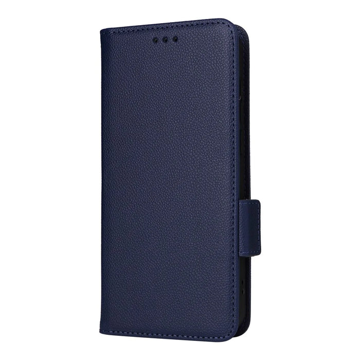 For OnePlus 15 5G Case Litchi Texture Wallet Leather Phone Cover with Wrist Strap - Dark Blue - 7