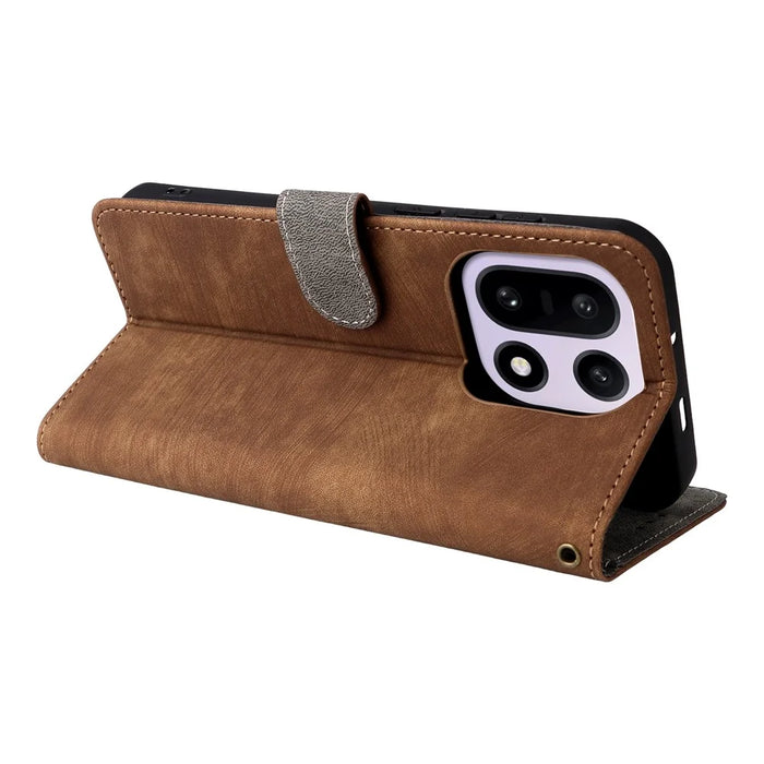 For OnePlus 15 5G Case Wallet RFID Blocking PU Leather Phone Cover Stand with Strap - Brown - 4