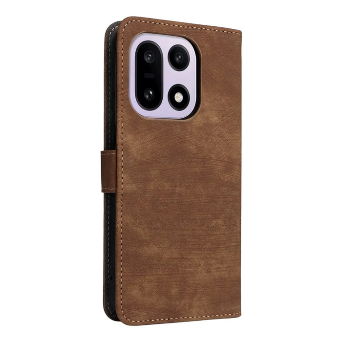 For OnePlus 15 5G Case Wallet RFID Blocking PU Leather Phone Cover Stand with Strap - Brown - 7