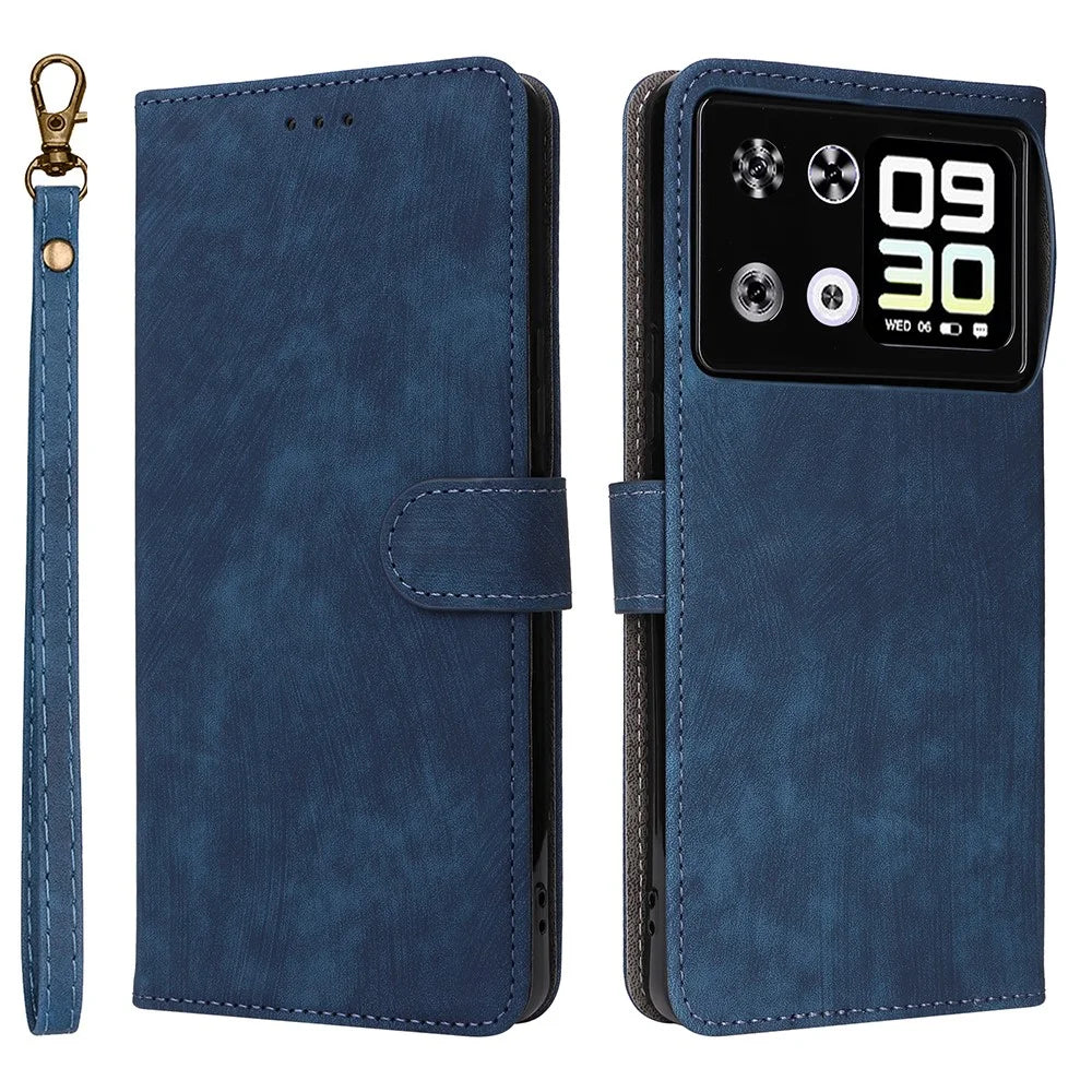 For Cubot P90 Case Wallet RFID Blocking PU Leather Phone Cover Stand with Strap - Blue - 1