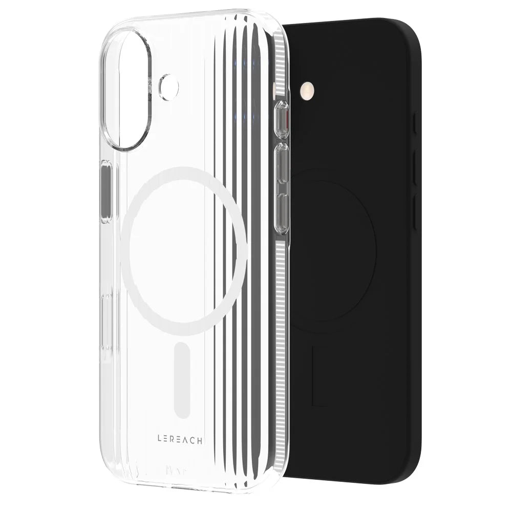 LEREACH TOC Series for iPhone 17 Case Flowing Grid PC Phone Cover Compatible with MagSafe - White - 1