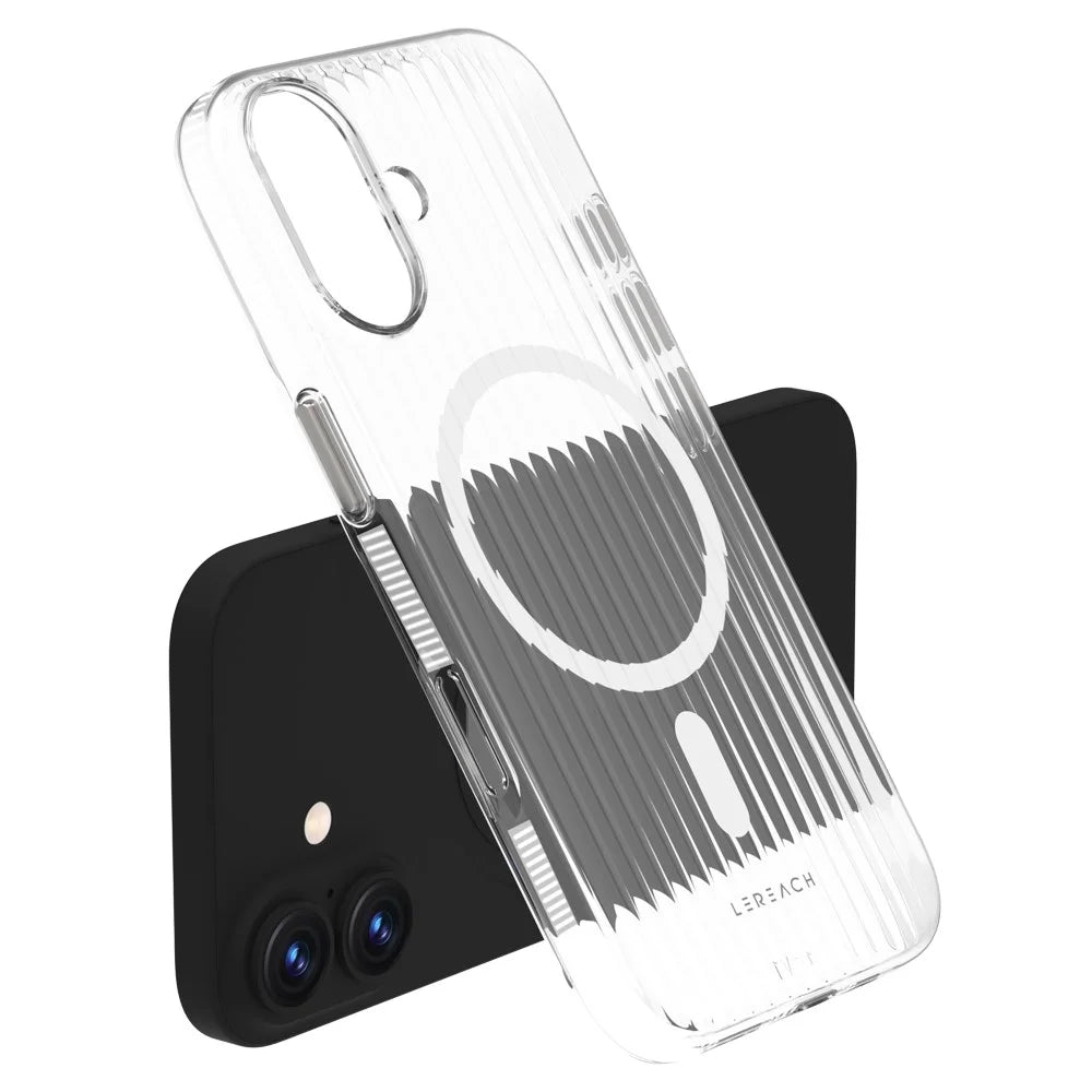 LEREACH TOC Series for iPhone 17 Case Flowing Grid PC Phone Cover Compatible with MagSafe - White - 2