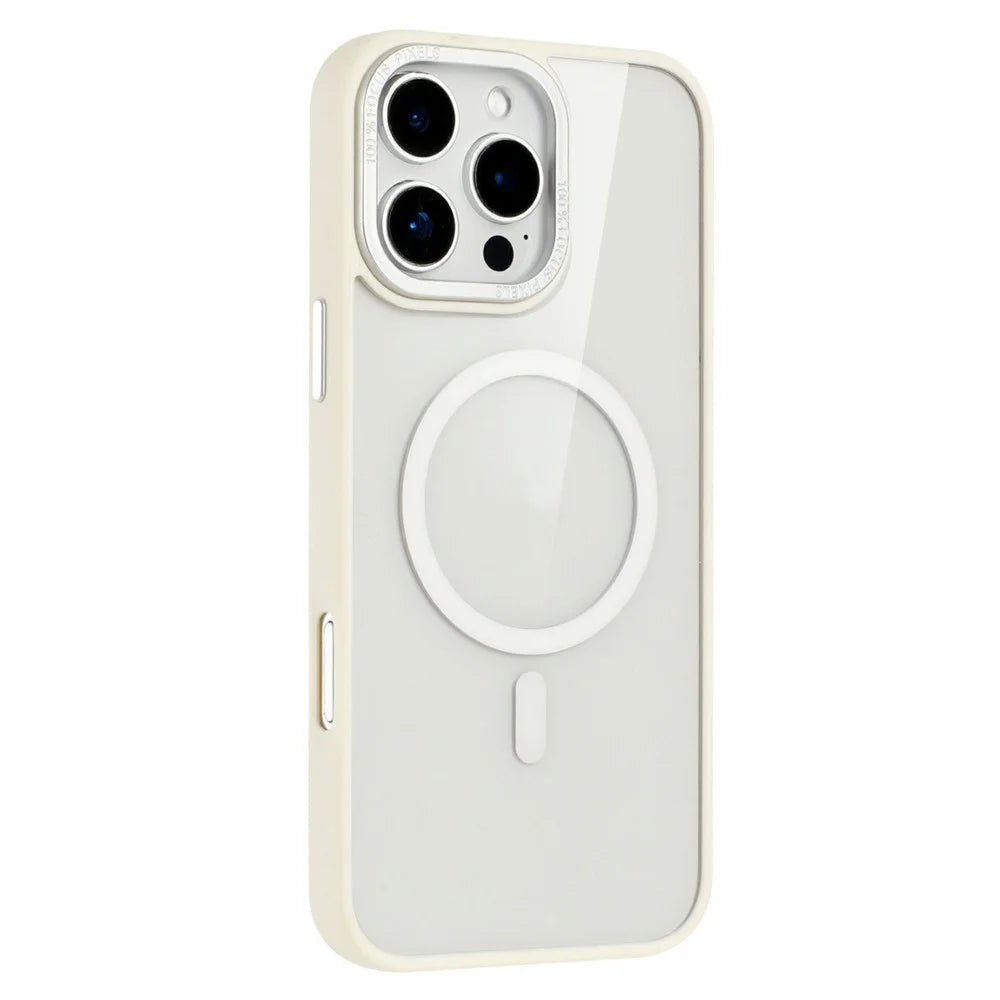 For iPhone 16 Pro Max Case Compatible with MagSafe TPU + Acrylic Clear Phone Back Cover - White - 1