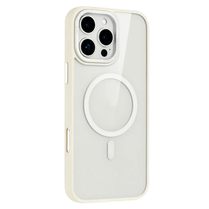 For iPhone 16 Pro Max Case Compatible with MagSafe TPU + Acrylic Clear Phone Back Cover - White - 1
