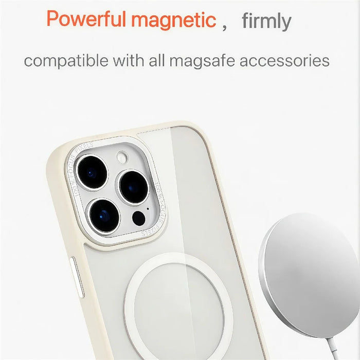 For iPhone 16 Pro Max Case Compatible with MagSafe TPU + Acrylic Clear Phone Back Cover - White - 3