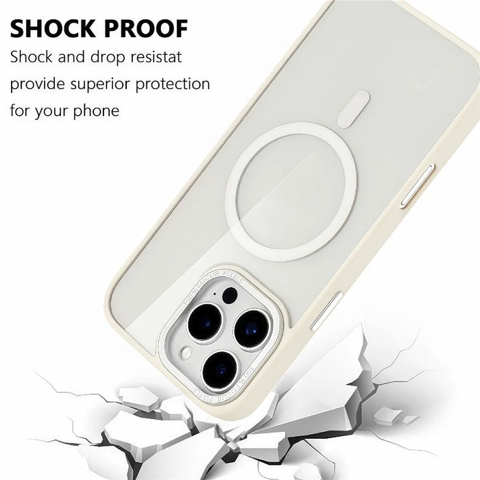 For iPhone 16 Pro Max Case Compatible with MagSafe TPU + Acrylic Clear Phone Back Cover - White - 5