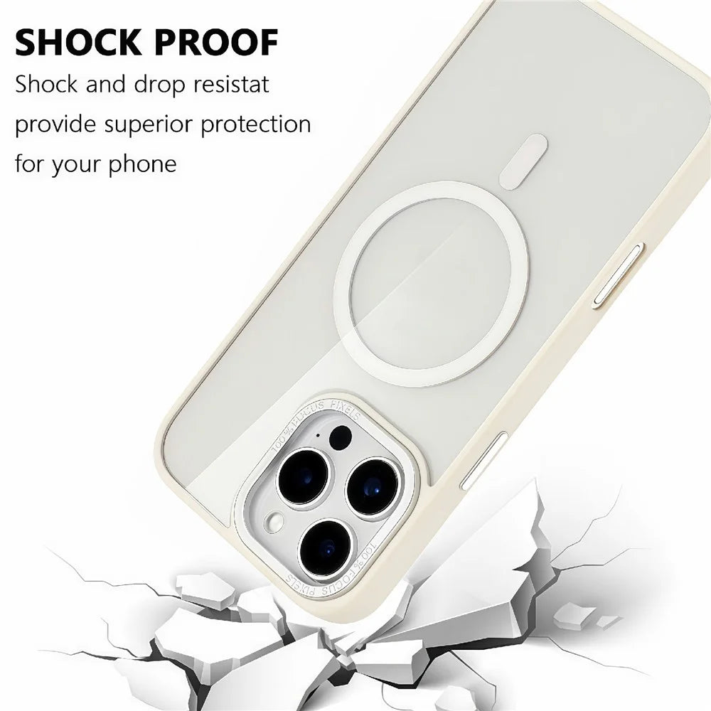 For iPhone 16 Pro Case Compatible with MagSafe TPU + Acrylic Clear Phone Back Cover - White - 5