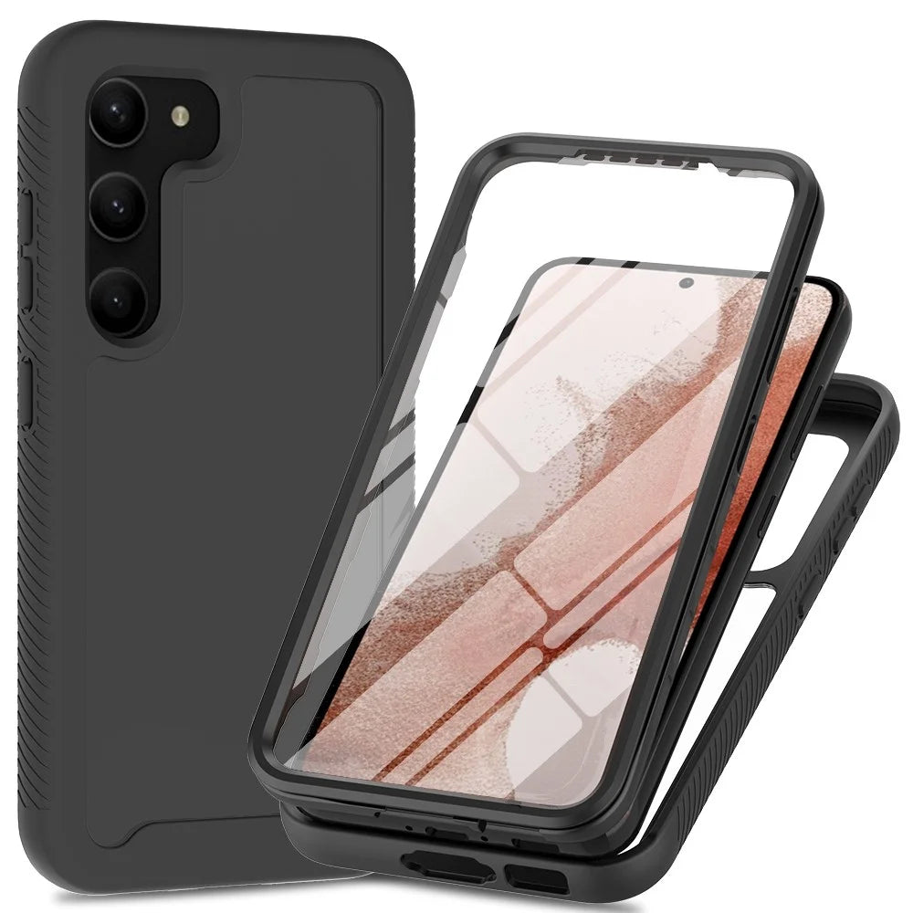 For Samsung Galaxy S23 PC + TPU Anti-drop Case Full Protection Phone Cover with PET Screen Protector - Black - 1