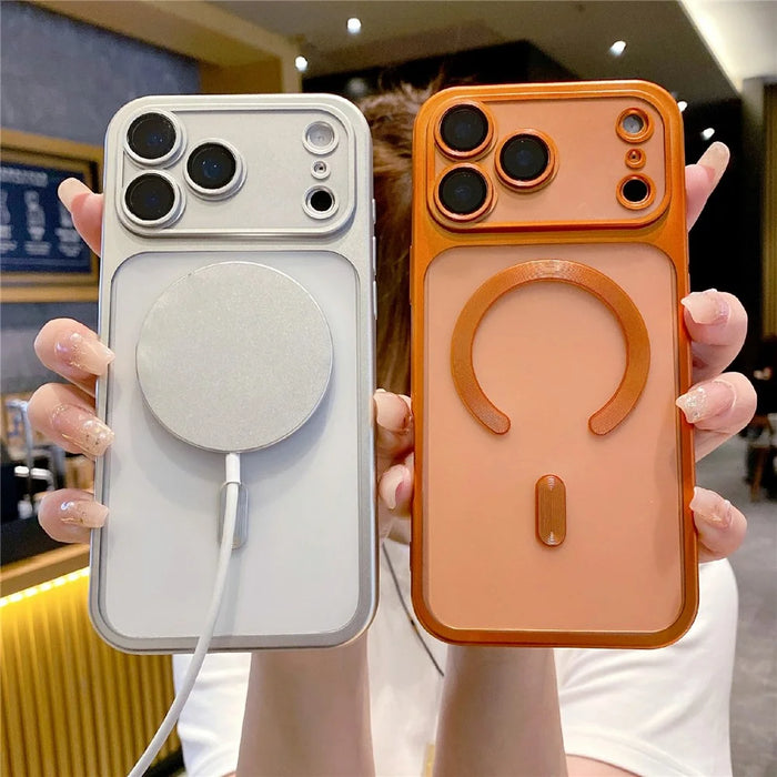 For iPhone 17 Pro Max Case Magnetic Case Compatible with MagSafe Matte PC TPU Phone Cover - Matte Orange - 2