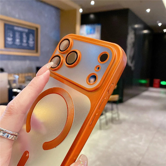 For iPhone 17 Pro Max Case Magnetic Case Compatible with MagSafe Matte PC TPU Phone Cover - Matte Orange - 4