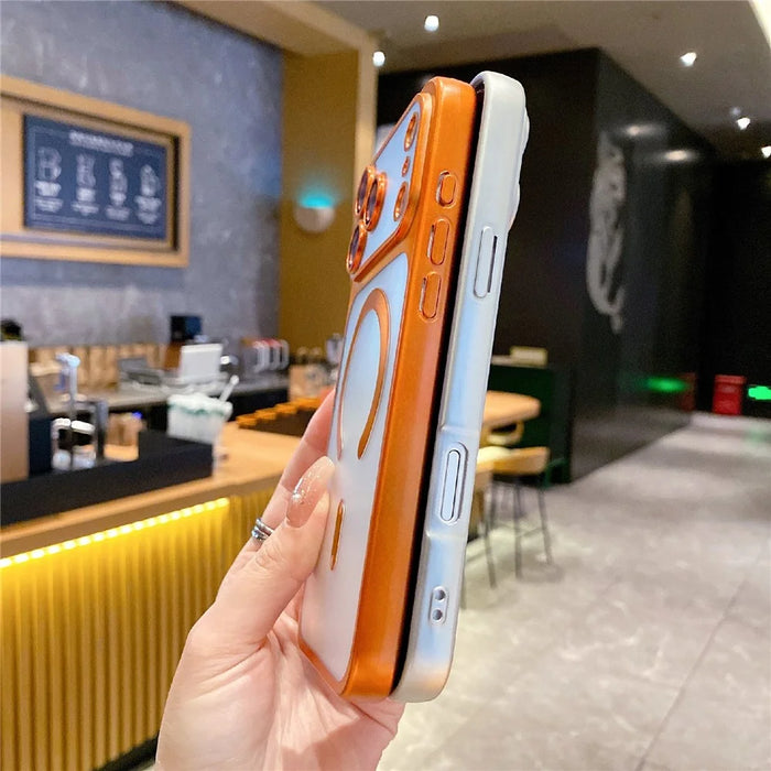 For iPhone 17 Pro Max Case Magnetic Case Compatible with MagSafe Matte PC TPU Phone Cover - Matte Orange - 5