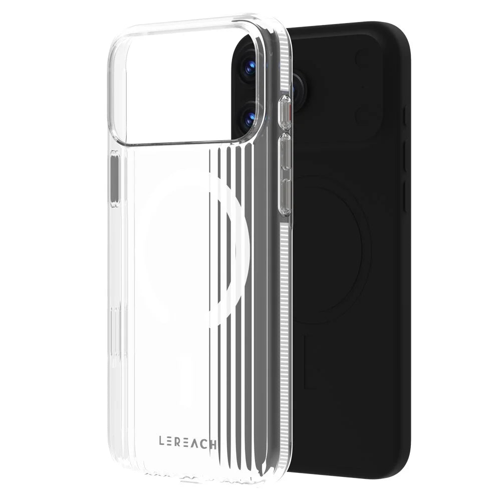 LEREACH TOC Series for iPhone 17 Pro Case Flowing Grid PC Phone Cover Compatible with MagSafe - White - 1