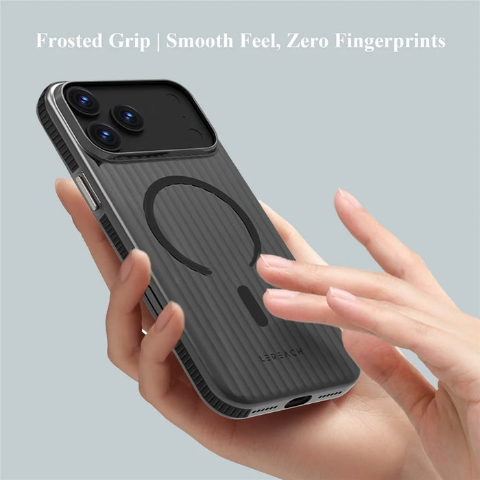 LEREACH TOC Series for iPhone 17 Pro Case Flowing Grid PC Phone Cover Compatible with MagSafe - White - 6