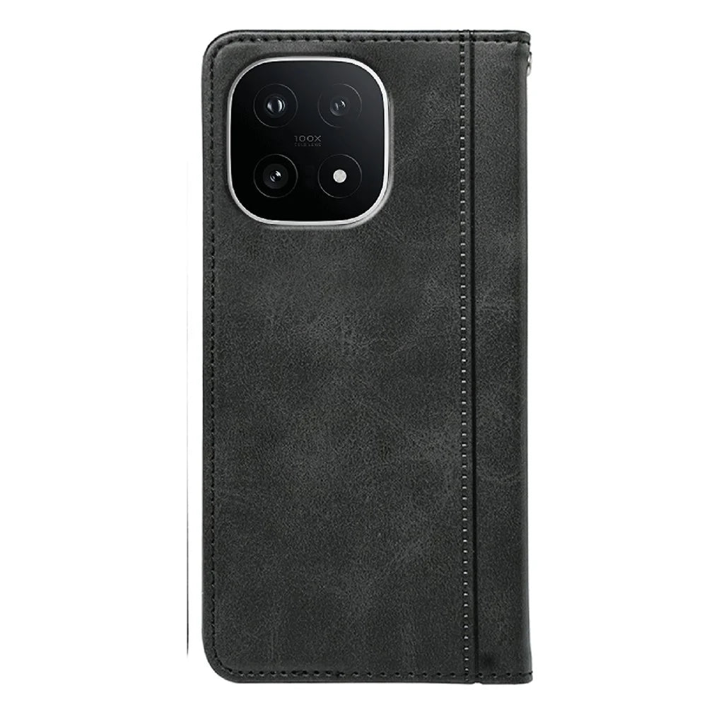 For vivo iQOO 15 5G Case Hidden Magnetic Closure Calf Texture Leather Phone Cover - Black - 5