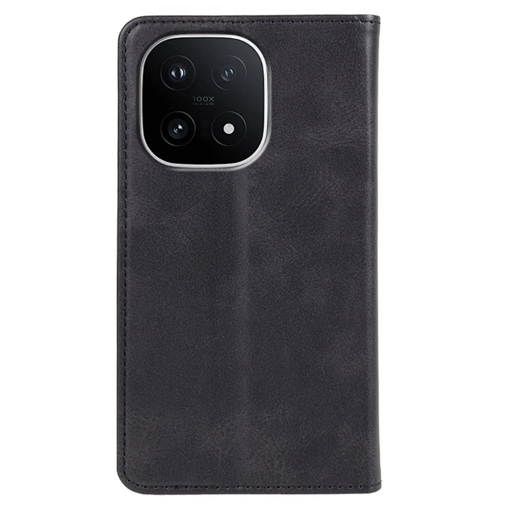 For vivo iQOO 15 5G Case Strong Magnetic PU Leather Phone Cover Calf Texture - Black - 7