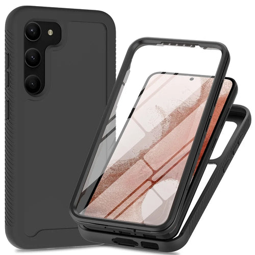 For Samsung Galaxy S23+ 3-in-1 PC + TPU + PET Screen Protector Phone Case Full Protection Drop-proof Cover - Black - 1