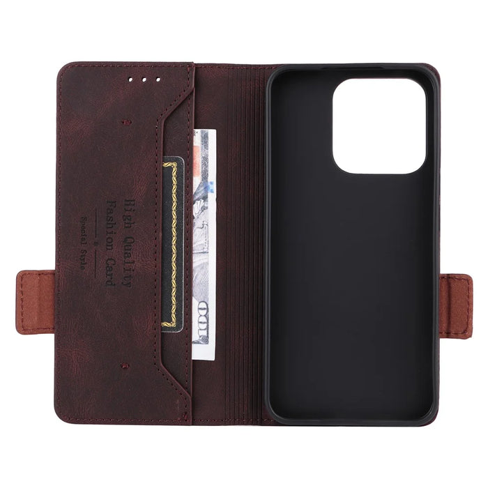 For Realme 15T 5G Case Leather Wallet Flip Phone Cover with Hardware Decor - Coffee - 2