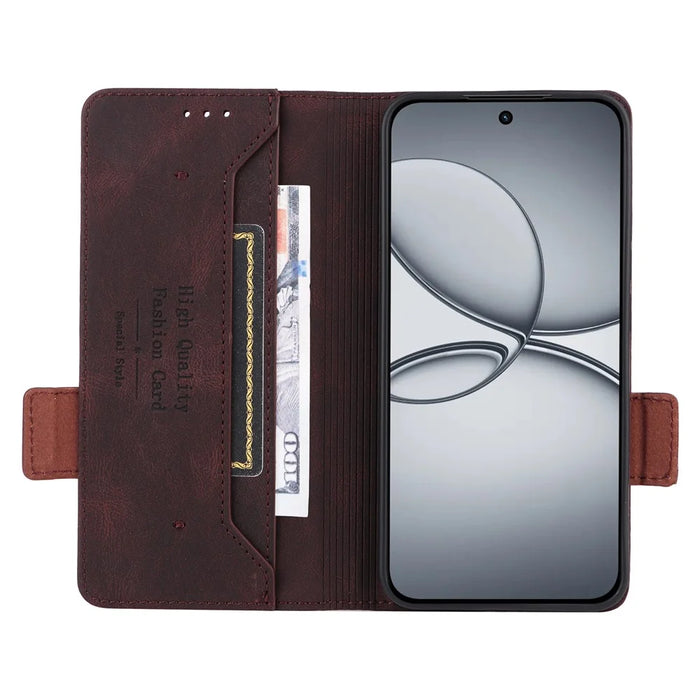 For Realme 15T 5G Case Leather Wallet Flip Phone Cover with Hardware Decor - Coffee - 3