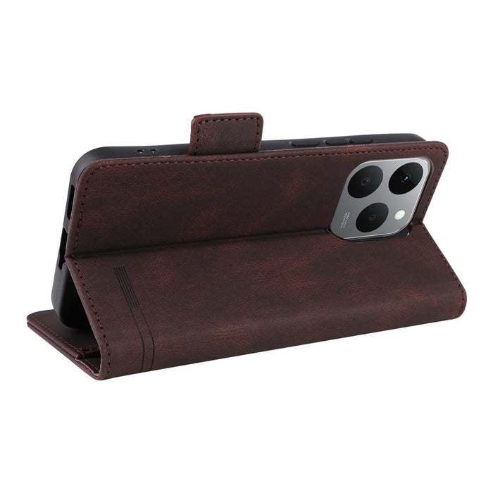 For Realme 15T 5G Case Leather Wallet Flip Phone Cover with Hardware Decor - Coffee - 5