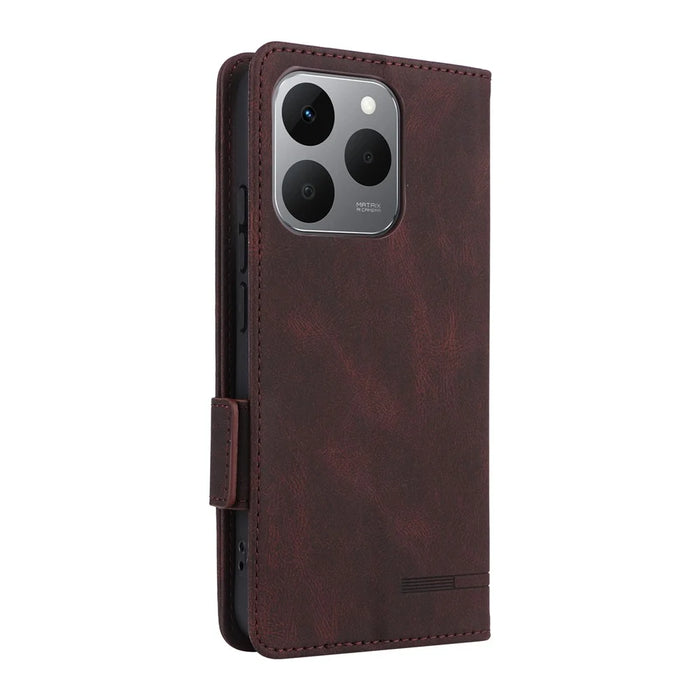 For Realme 15T 5G Case Leather Wallet Flip Phone Cover with Hardware Decor - Coffee - 7