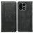 For OnePlus 15 5G Case Hidden Magnetic Closure Calf Texture Leather Phone Cover - Black - 1