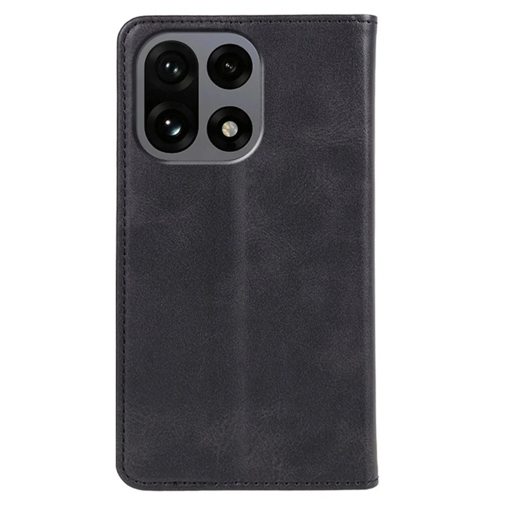 For OnePlus 15 5G Case Strong Magnetic PU Leather Phone Cover Calf Texture - Black - 7